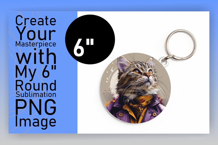 Funny Feline Delight Sublimation Circle Design Keychain
