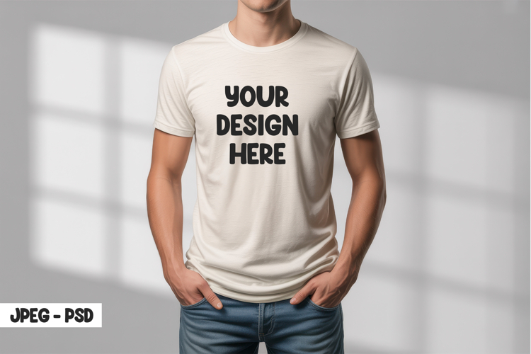 Cream T-Shirt PSD Mockup Front View