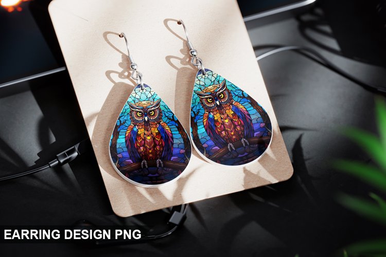 Stained Glass Owl Earring Design