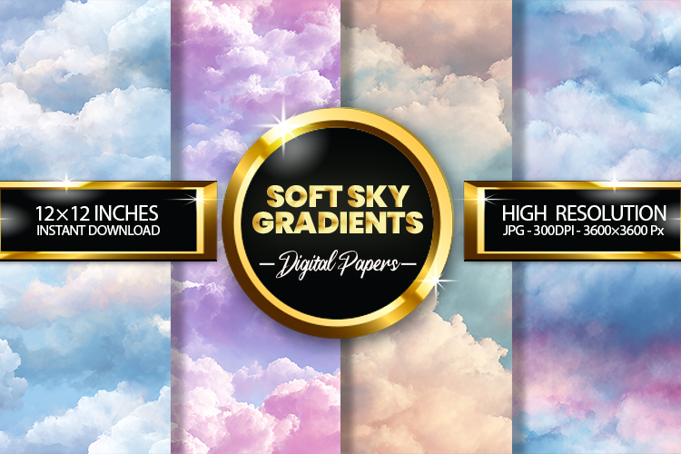 Soft Sky Gradients Digital Papers - 04 variations