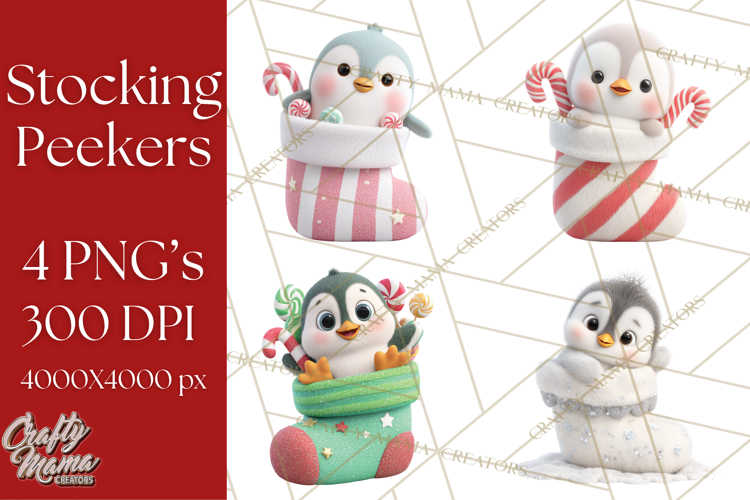 Christmas Stockings & Sleighs Clipart PNG Cute Holiday