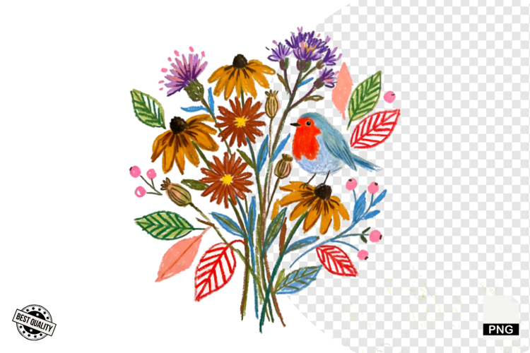 Autumn Wildflowers Meadow Clipart