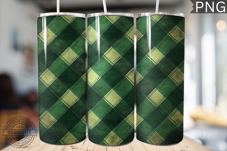Green Plaid Tumbler Wrap - High Quality 300 Dpi example image 1