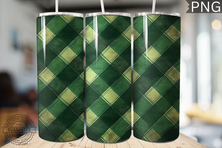 Green Plaid Tumbler Wrap - High Quality 300 Dpi