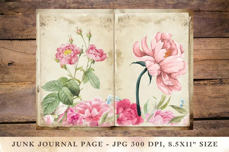 Printable Junk Journal Pages floral flower 1