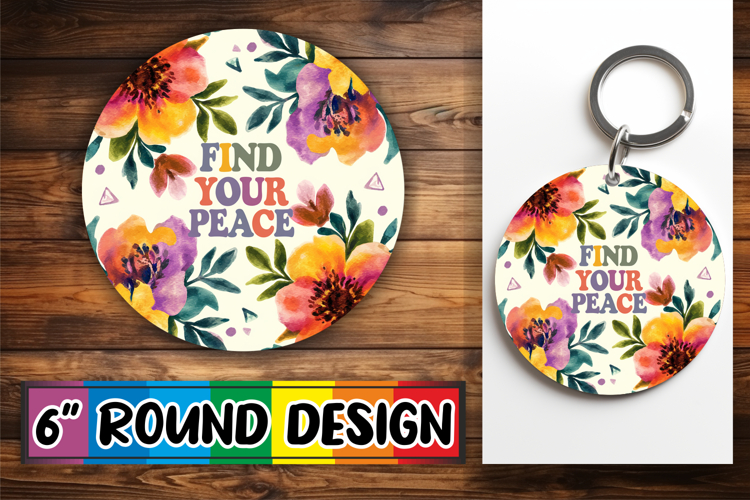 Playful Circle Car Coaster Design, Flower Quote