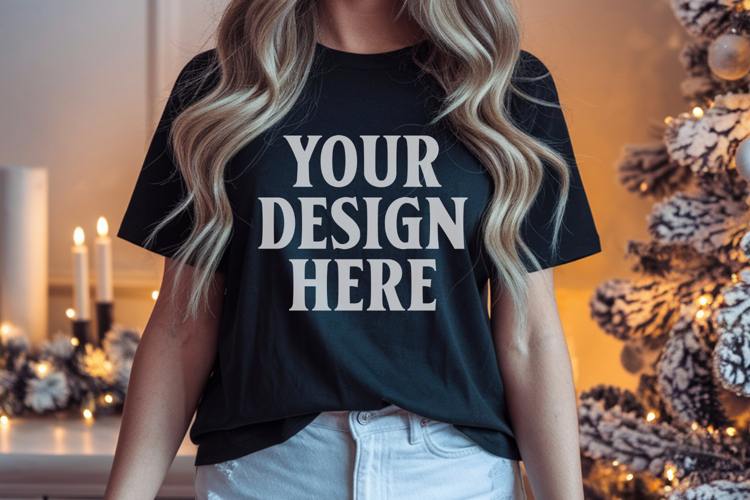 Black Tshirt Mockup Image 21