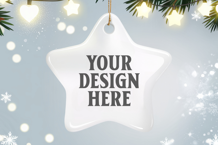 Christmas Star Ceramic Ornament Mockup | Holiday Star
