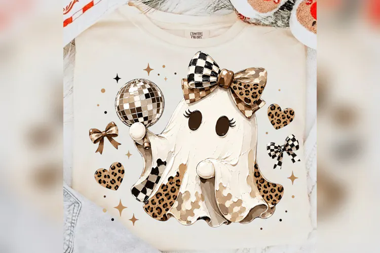 Coquette Ghost PNG, Disco Ball Ghost PNG, Leopard Checkered