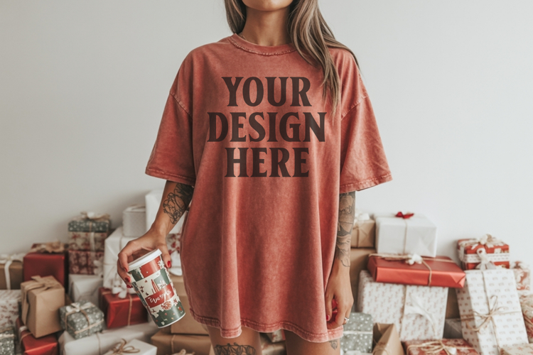 Brick Christmas Comfort Colors 1717 TShirt Mockup,cc1717 moc