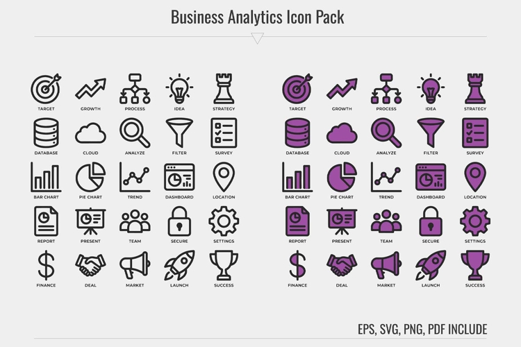 25 Business and Data Analytics Outline Icon Set