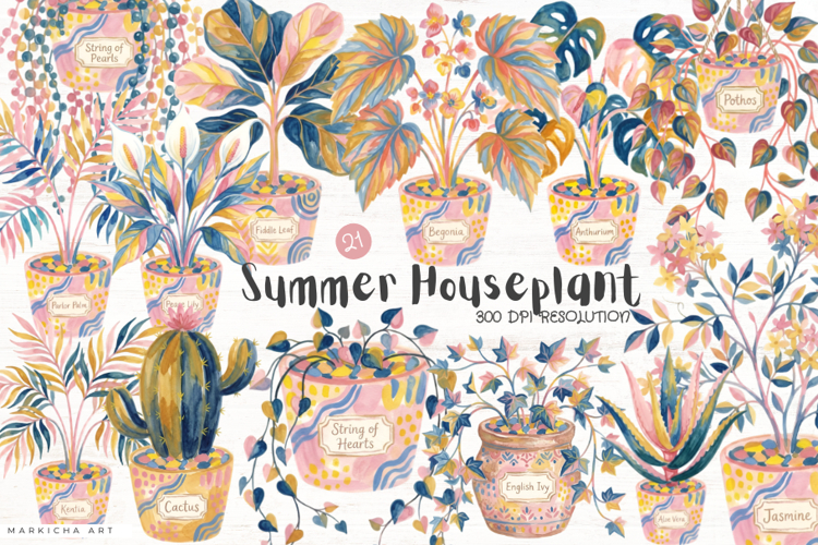 Charm Summer Houseplant Clipart example image 1