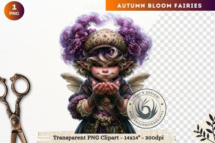 Autumn Bloom Floral Fairy Clipart, Mythical Fantasy PNG