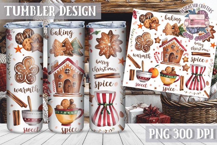 Sublimation Tumbler WRAP Christmas Design Quote Watercolor