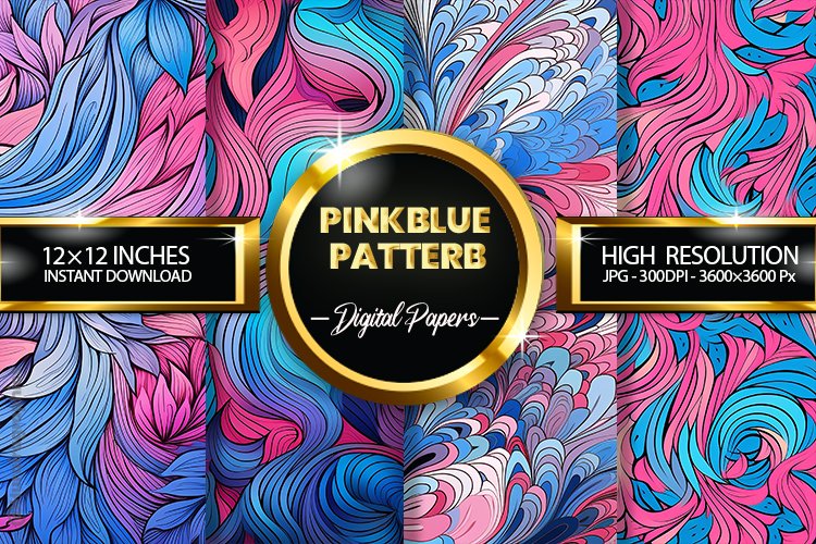 Pinkblue Patterb Digital Papers - 04 Variations