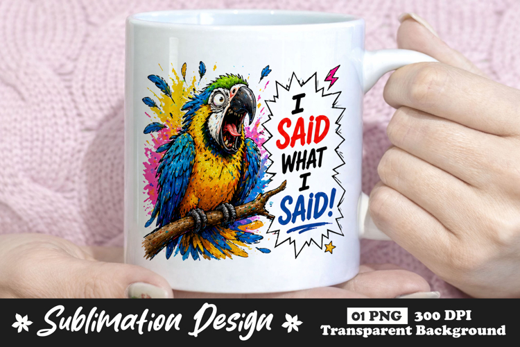 I Said What I Said Funny Parrot Mug Design example image 1