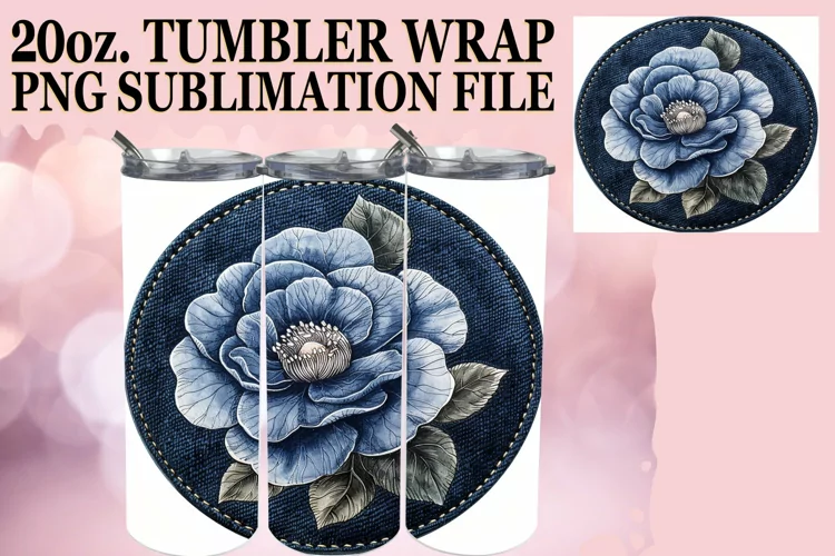 Spring Denim Blossom Tumbler Sublimation 20oz