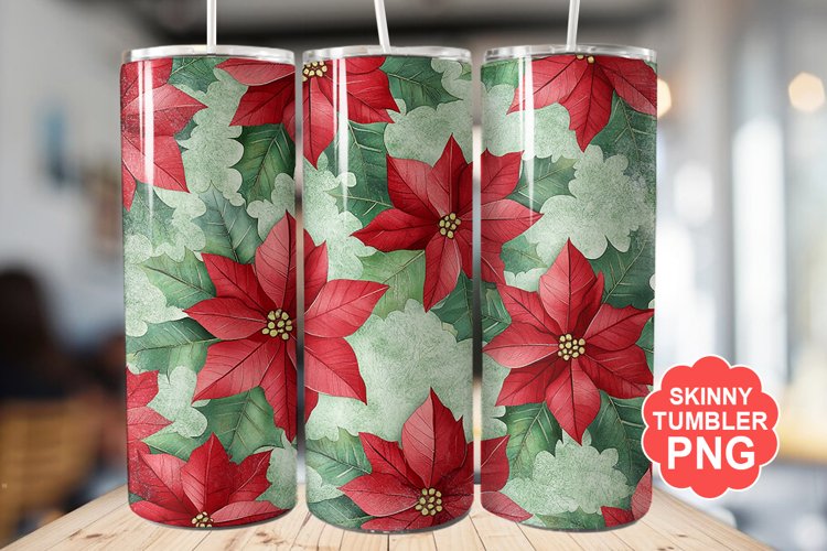 Christmas Flowers Tumbler | Christmas Tumbler Wrap