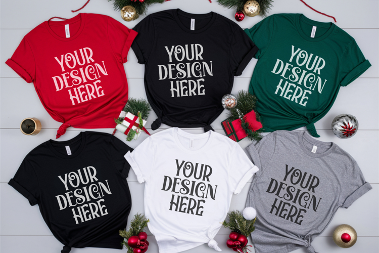 Christmas Family Matching Flat Lay T-Shirt Mockups