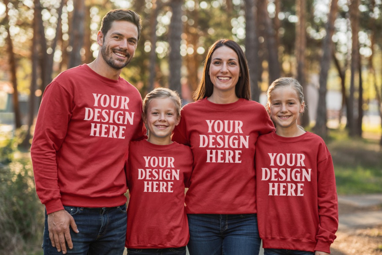 Christmas Family Matching T-Shirt Mockups | Holiday Group