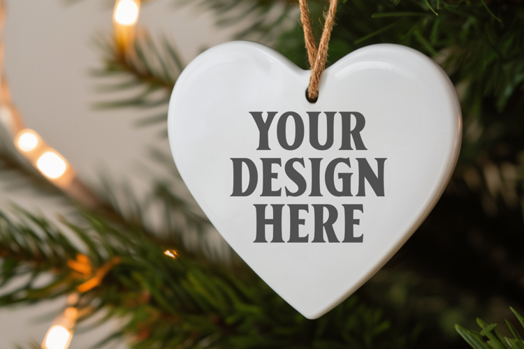 Holiday Love Heart Ornament Mockups | Romantic Christmas Tre