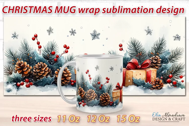 Christmas Mug Sublimation design| Mug Wrap Cricut Template