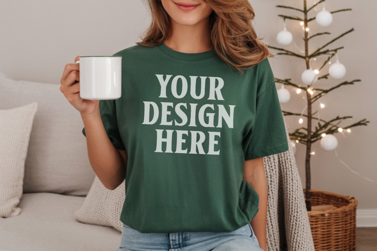 Christmas Comfort Colors 1717 Blue Spruce T-Shirt Mockup Rea