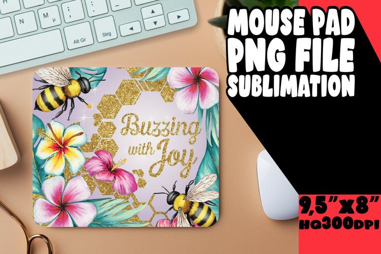 WHIMSICAL MOUSE PAD PNG DESIGN, Bee