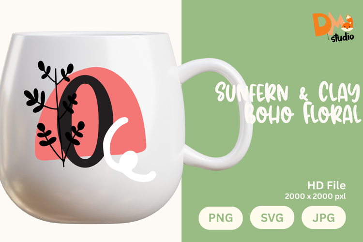 Sunfern   Clay Boho Floral Monogram
