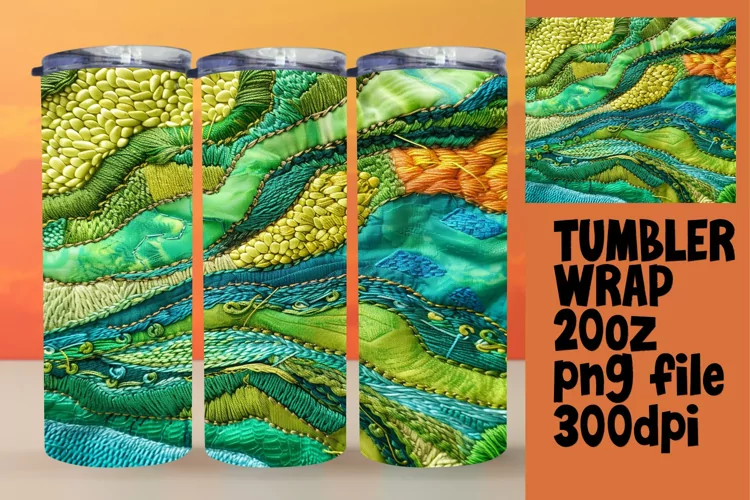 Bold 3D Embroidered Tumbler Design