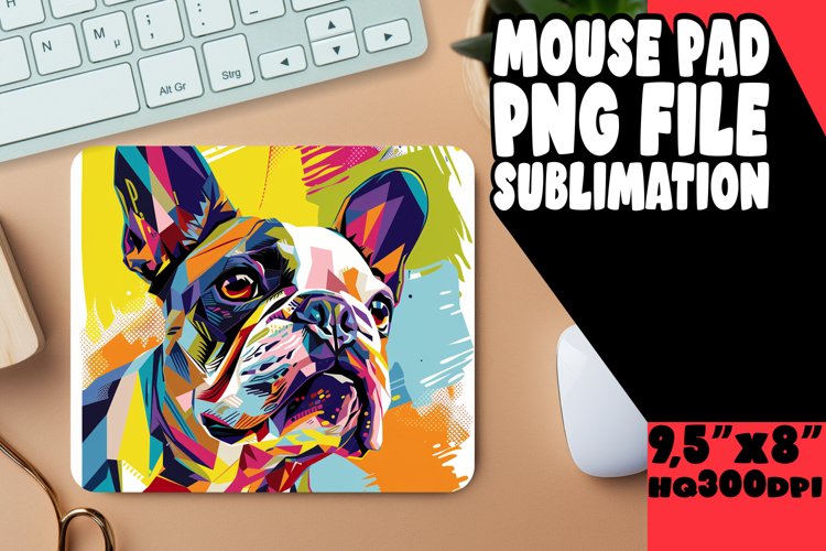 Expressive Colorful Dog Mouse Pad Design PNG
