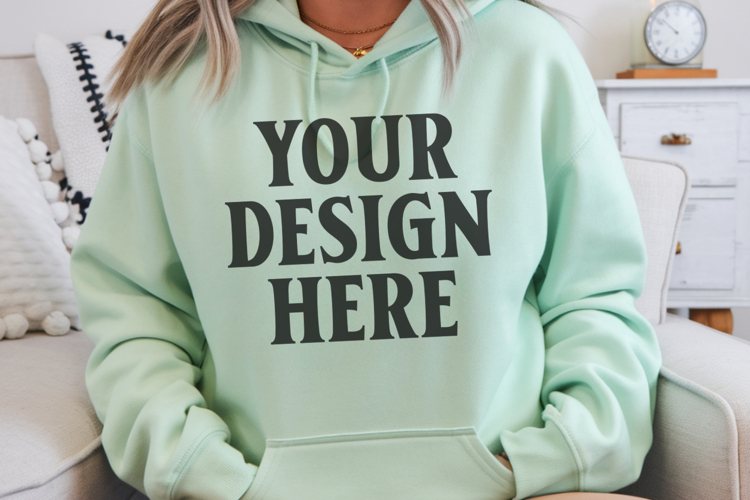 Dark Heather Gildan Gildan 18500 Hoodie Mockup, Unisex Swea