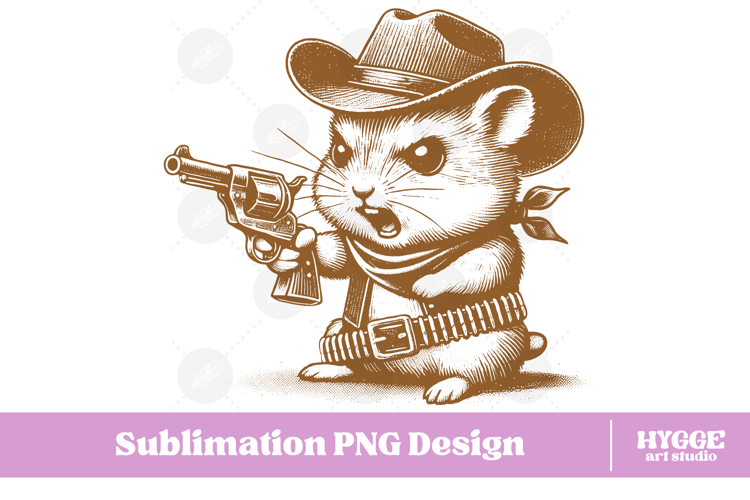 Vintage Funny Sarcastic American Cowboy Hamster PNG DTF