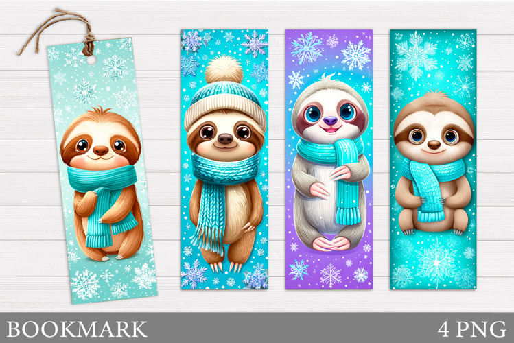 Christmas Sloth Bookmark. Cute Snowman Bookmark Printable