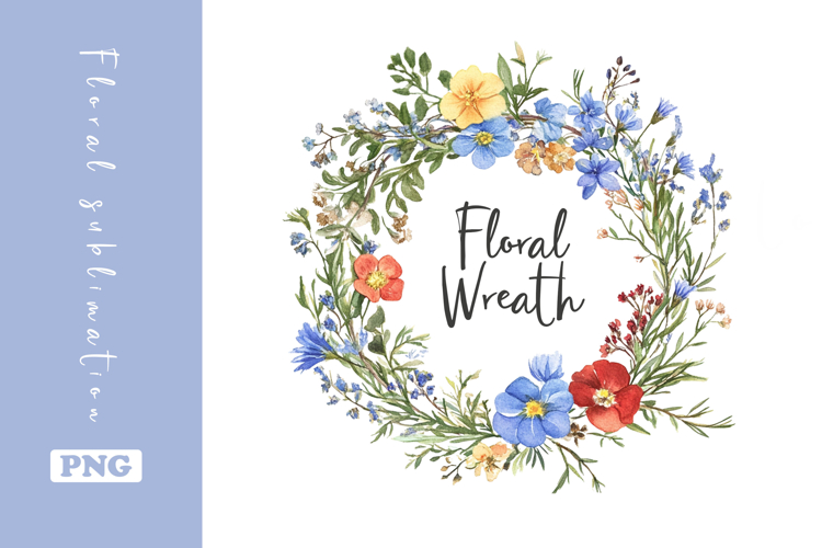 Watercolor Lovely Wildflower Wreath Clipart