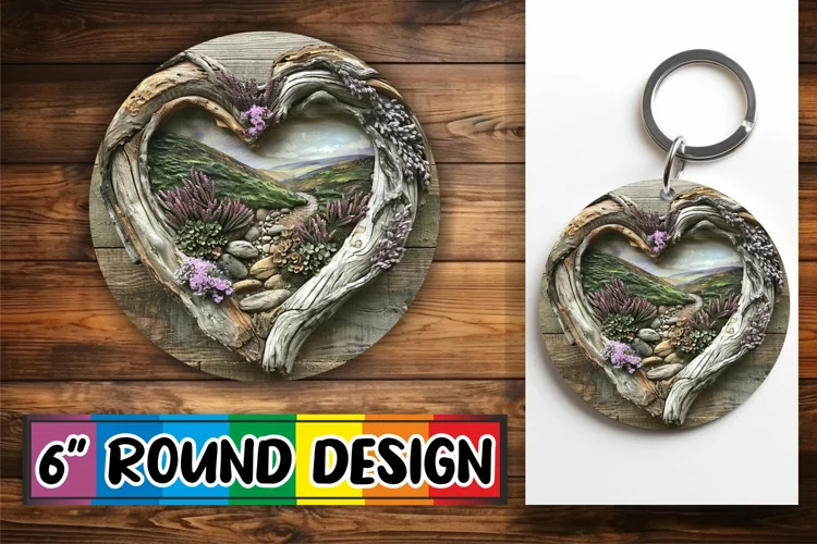 Serene Summer Sublimation 3D Heart Frame
