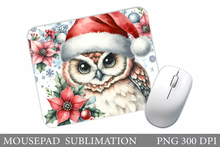 Cute Owl Mouse Pad. Christmas Mouse Pad Design