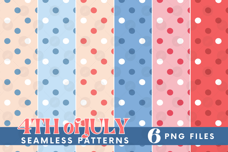 America 4th July Coquette Polka Dot Seamless Pattern Bundle
