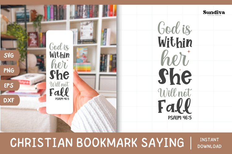 Christian Bookmark Saying SVG | God Is Within Her