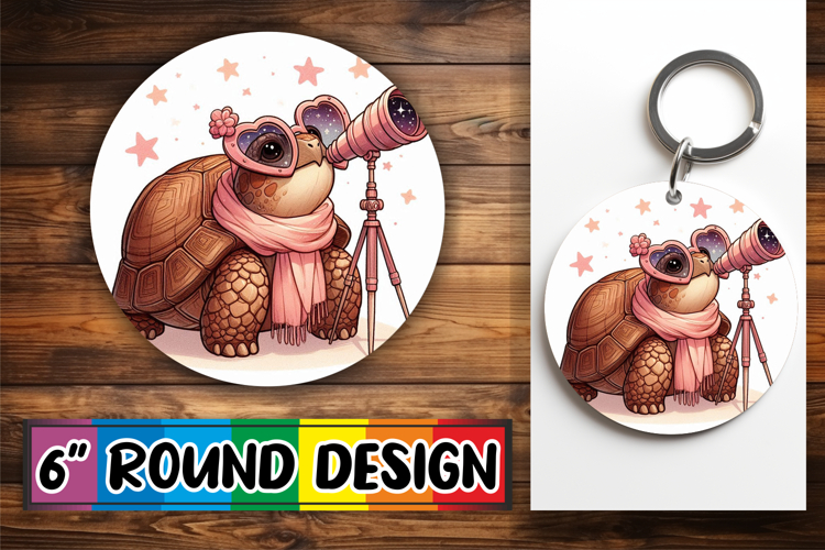 Radiant Circle Keychain Magic PNG, Turtle