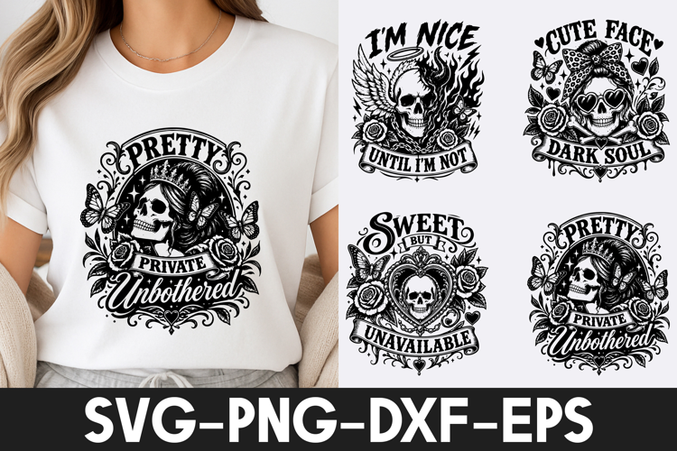 Gothic Skull Girl SVG PNG