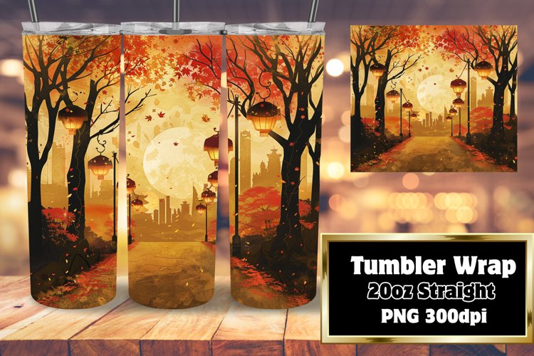 20oz Watercolor Tumbler Wrap | Autumn Fall Design