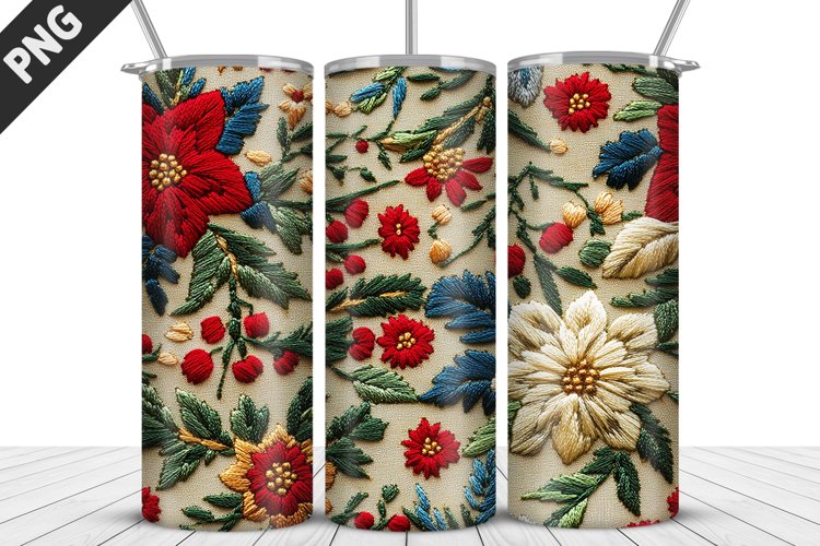 3D Daisy Flowers 20oz Tumbler Wrap | Sublimation Design example image 1