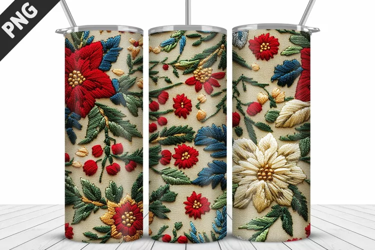 3D Daisy Flowers 20oz Tumbler Wrap | Sublimation Design