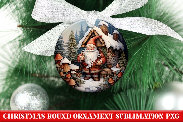 Christmas Round Ornament PNG | Santa | Sublimation | PNG