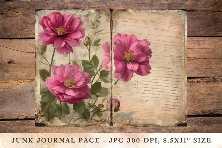 Printable Junk Journal Pages pink roses 6
