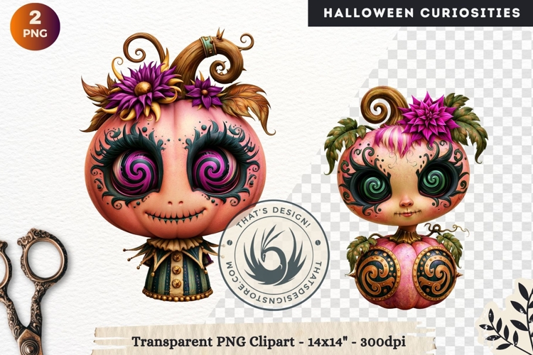 Surreal Halloween Character Cliparts Spooky Curiosities