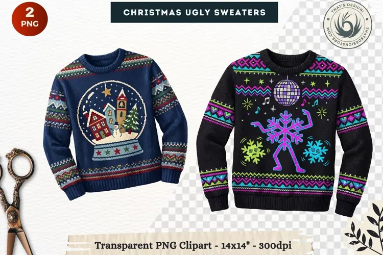 Christmas Ugly Sweaters Clipart Holiday Winter Sweater PNG