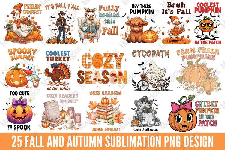 25 Fall And Autumn Sublimation Png Design