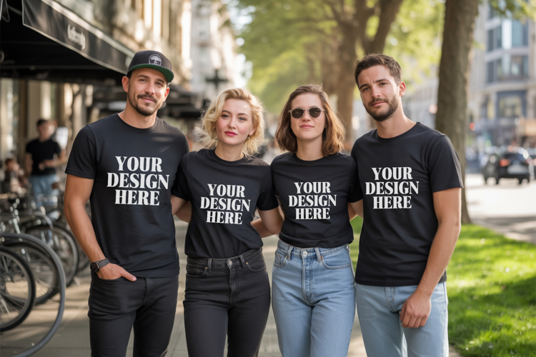 Bella Canvas 3001 Family Group Mockup | Matching T-Shirt Fla